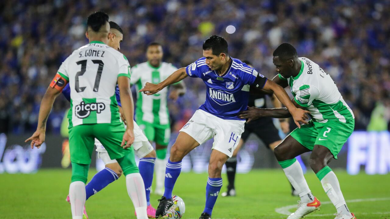 Bogotá. Junio 24 de 2023. Millonarios FC enfrenta a Atlético Nacional en juego válido por la Final de la Liga BetPlay I-2023 en el estadio Nemesio Camacho el Campin. (Colprensa - Mariano Vimos)