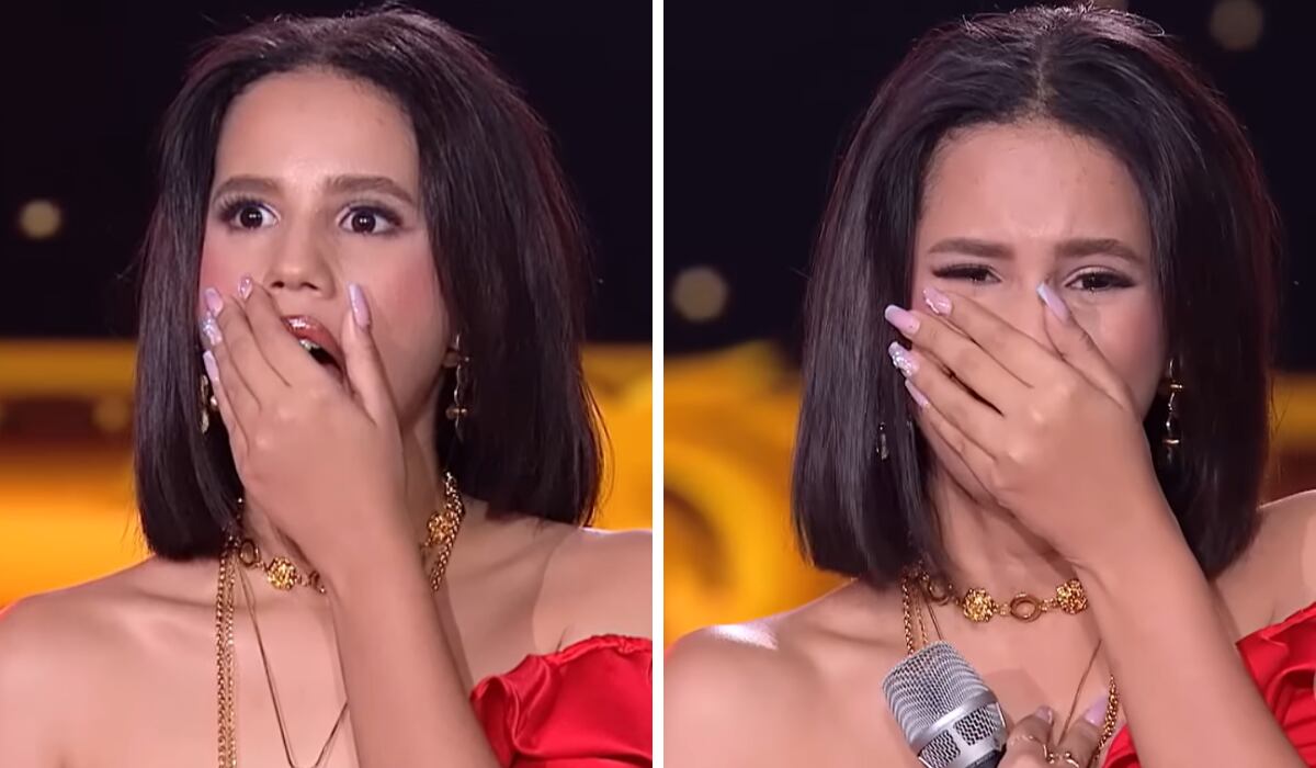 La cantante se sorprendió con el mensaje de su artista favorita. / Foto: Fotogramas, 38:54 y 39:10, Capítulo 75: Un doble se despide en medio de una polémica entre los jurados | Temp. 09 |Yo Me Llamo, YouTube/@YoMeLlamoColombia