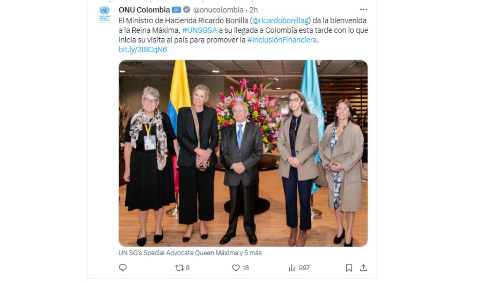 Reina Máxima de Países Bajos ya está en Colombia: en su agenda incluye una visita a Medellín y Bogotá