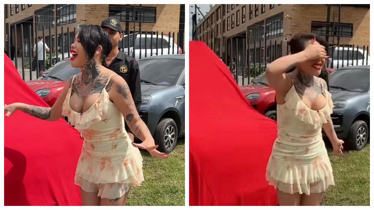 Yina Calderón muestra el nuevo carro que compró.