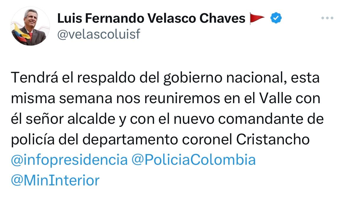 Trino ministro del Interior Luis Fernando Velasco