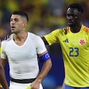 Luis Suárez enfrentando a Colombia.