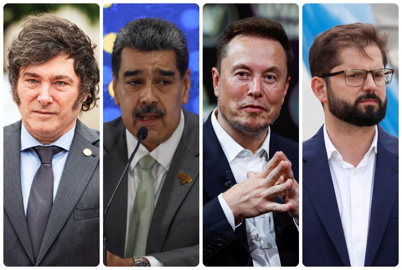 Nicolás Maduro, Javier Milei, Elon Musk y Gabriel Boric