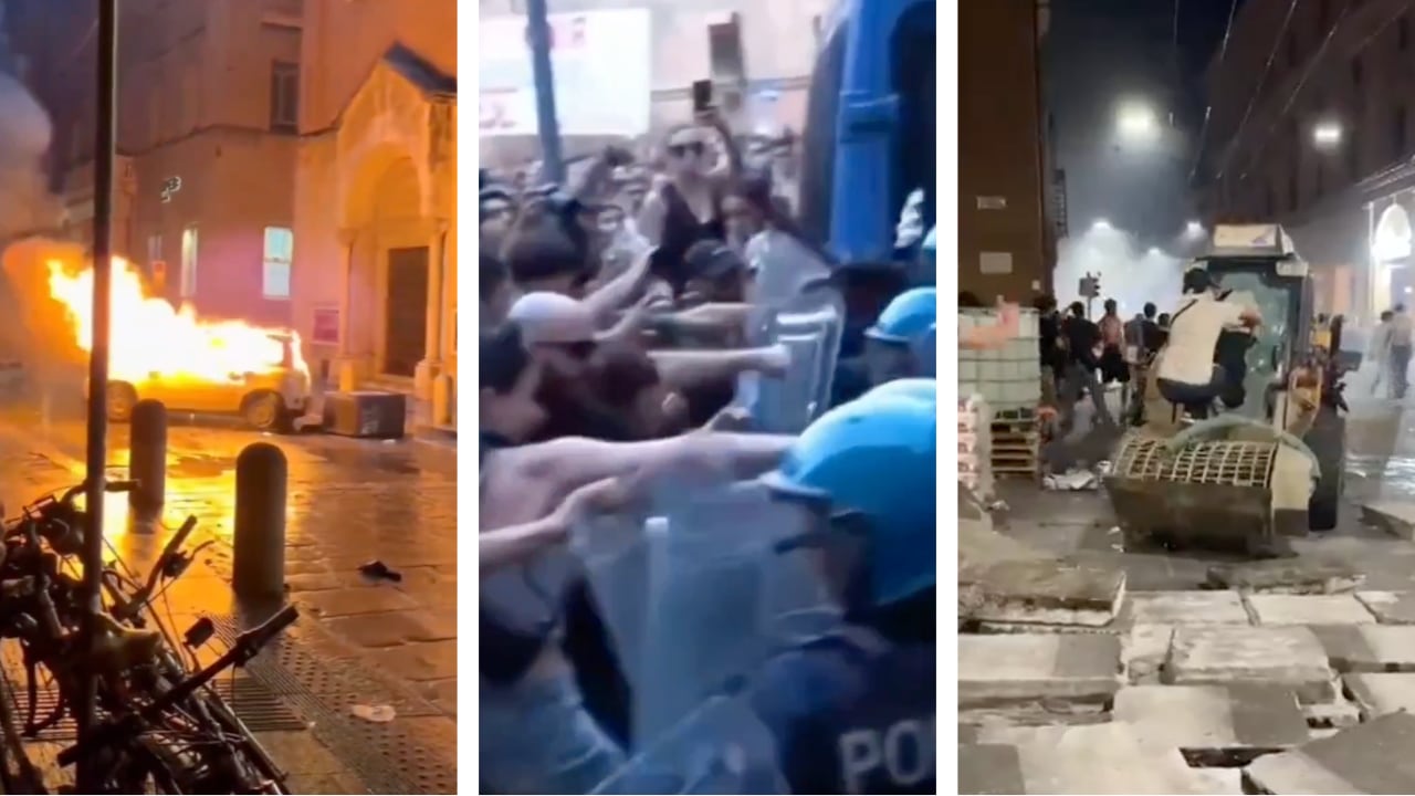 Los enfrentamientos entre manifestantes y la policía dejaron al menos 80 agentes heridos en Bolonia.