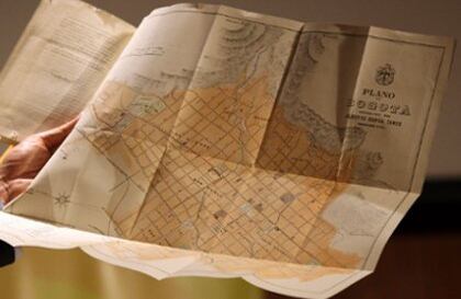 Plano geográfico de Bogotá en 1910, creado por el ingeniero civil Alberto Borda Tanco.