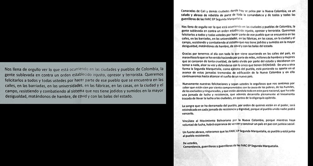 Detrás de los hechos violentos, incluso de los homicidios, estarían hombres de la red urbana de la Segunda Marquetalia.