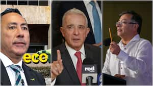 Ricardo Roa presidente Ecopetrol, expresidente Álvaro Uribe y el presidente Gustavo Petro