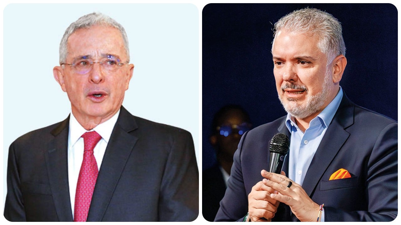 Los expresidentes Álvaro Uribe Vélez e Iván Duque Márquez.