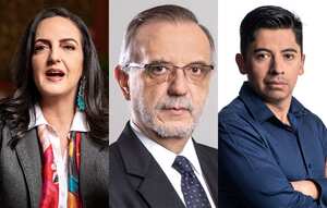 La senadora María Fernanda Cabal, el ministro Iván Velásquez y el senador Ariel Ávila.