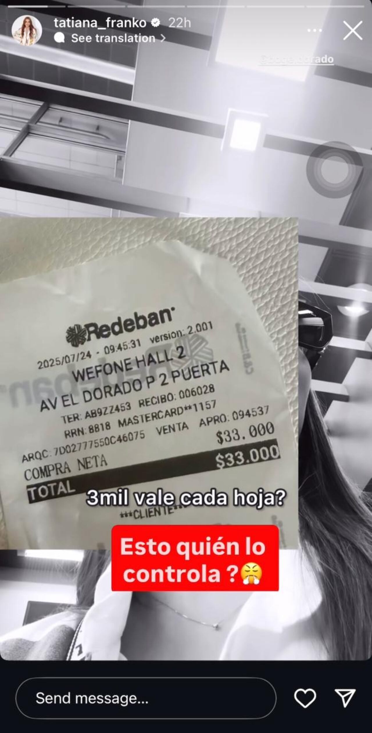 Tatiana Franko compartió el precio tan elevado que le cobraron por unas impresiones.