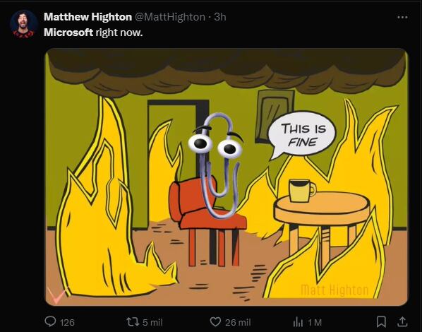 Memes fallo informático mundial.