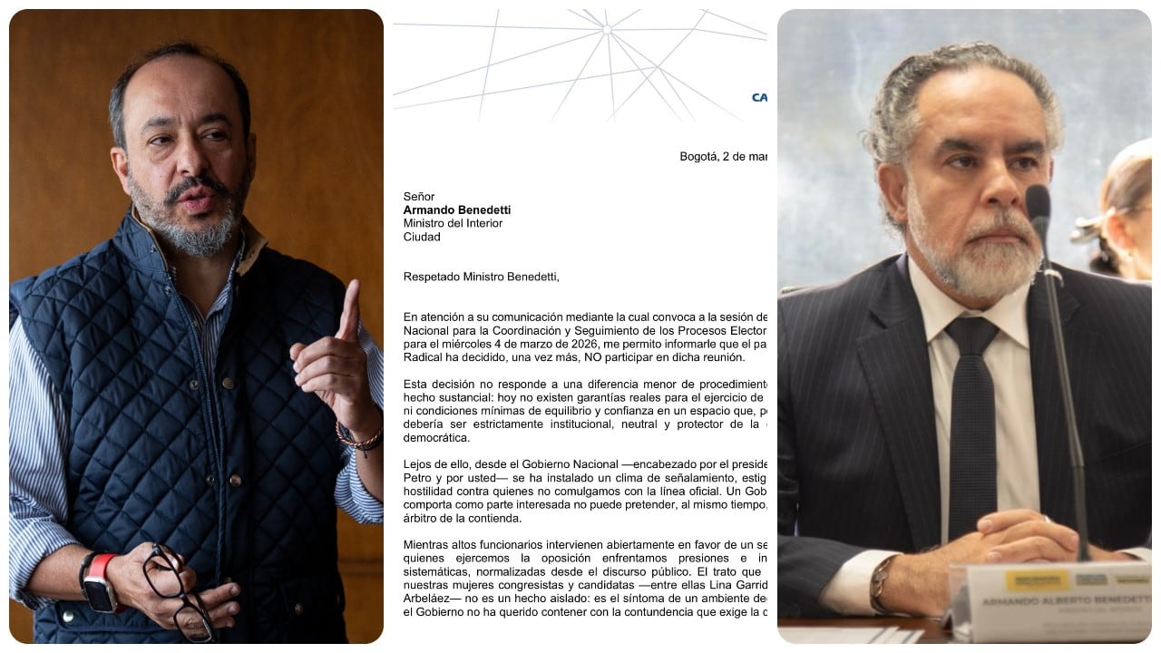 Germán Córdoba y la carta enviada al ministro del Interior, Armando Benedetti.