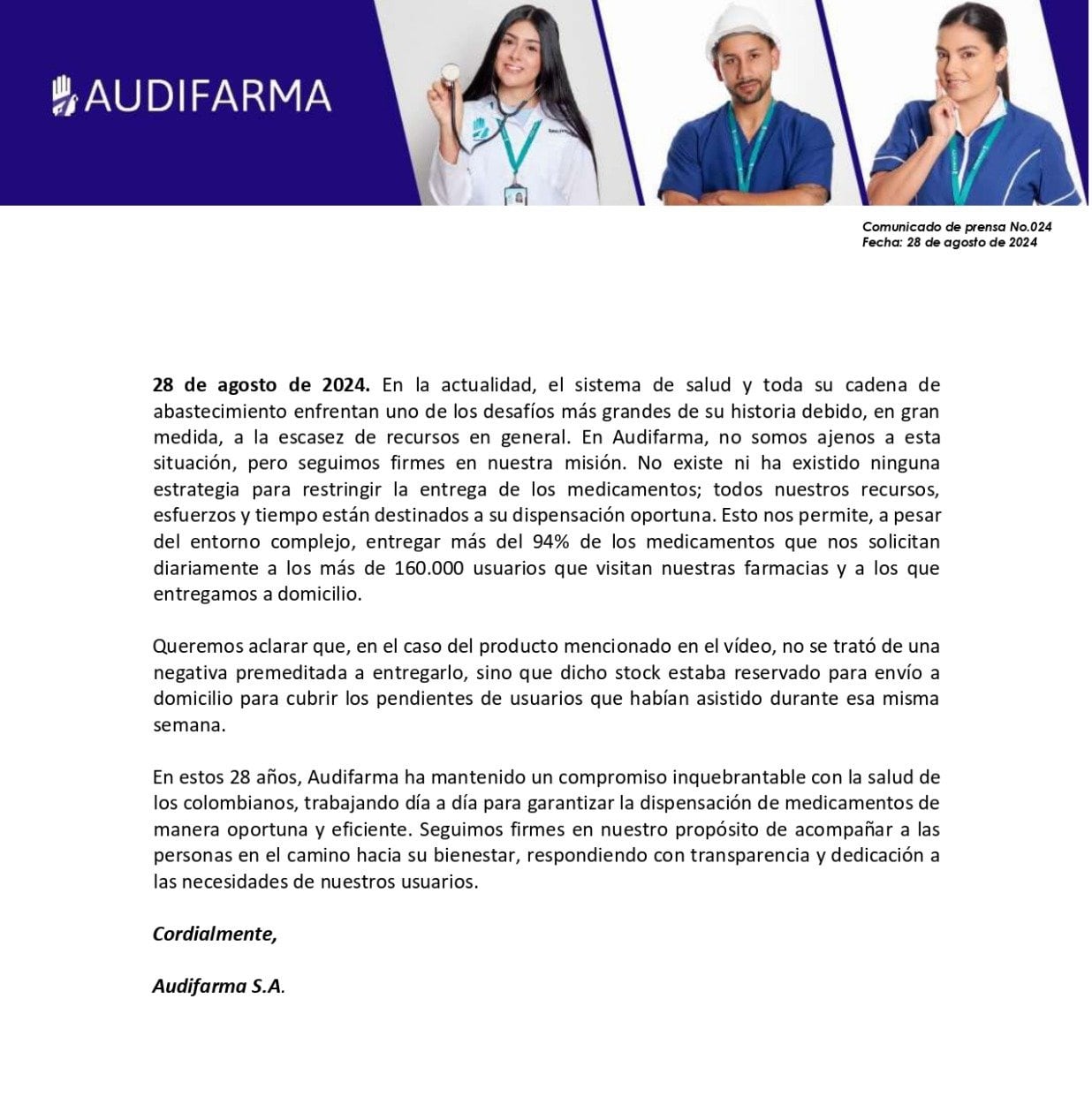 Comunicado de Audifarma