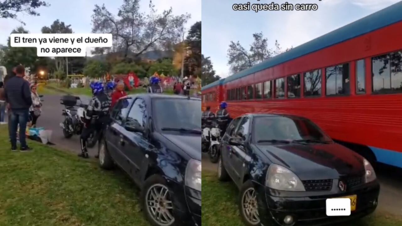 El dueño del carro no apareció cuando agentes de tránsito, desesperados, intentaban retirarlo de las vías del tren.