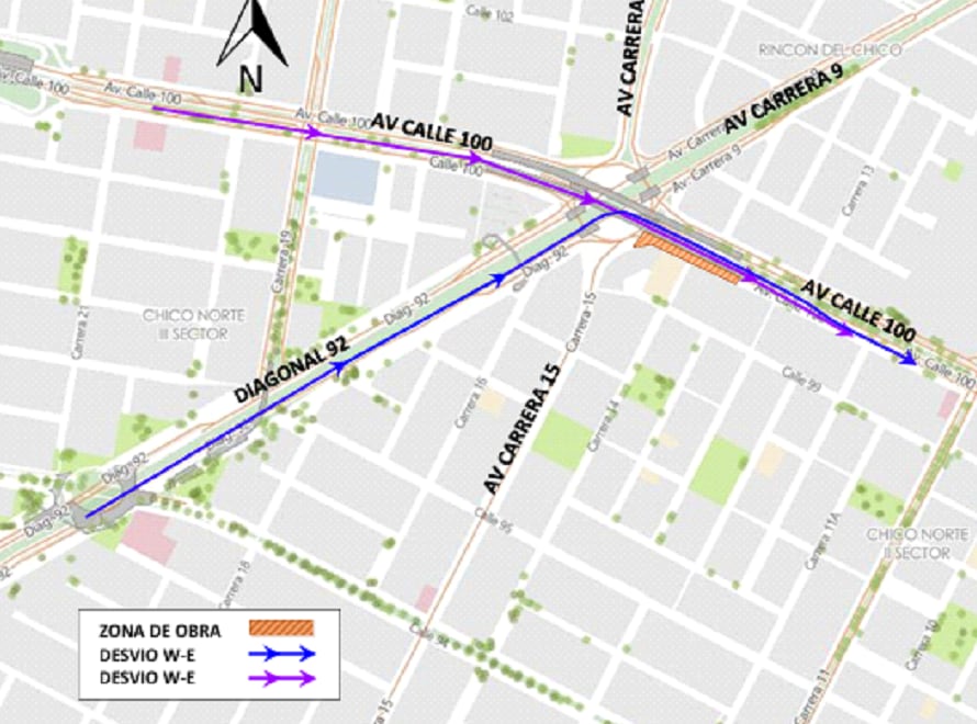 ¿Cómo funcionarán los nuevos cierres en la av. Calle 100? Afectarán la av. Carrera 15 y la carrera 13