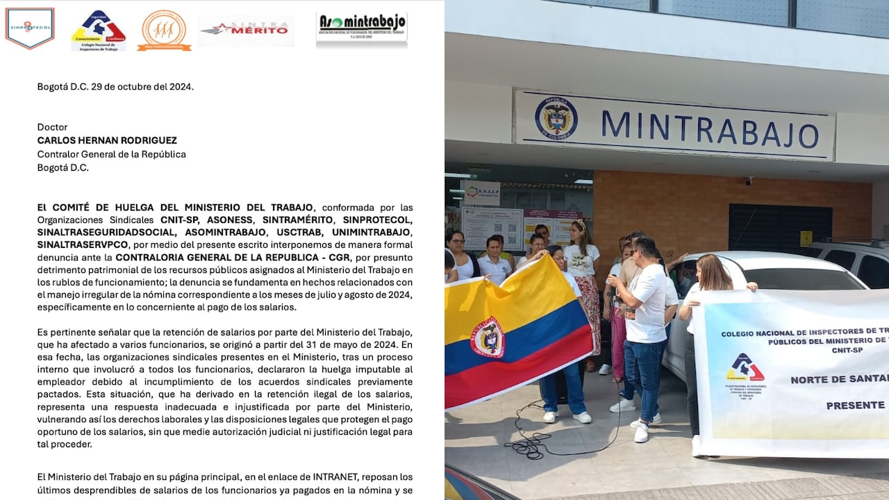 Denuncia en Contraloría de sindicatos de MinTrabajo.