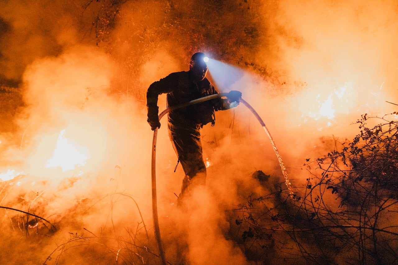 Esfuerzos de los bomberos por acabar con los incendios en España