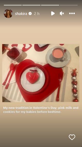Esta fue la cena que le preparó Shakira a sus hijos en San Valentín. Foto: Instagram @shakira.