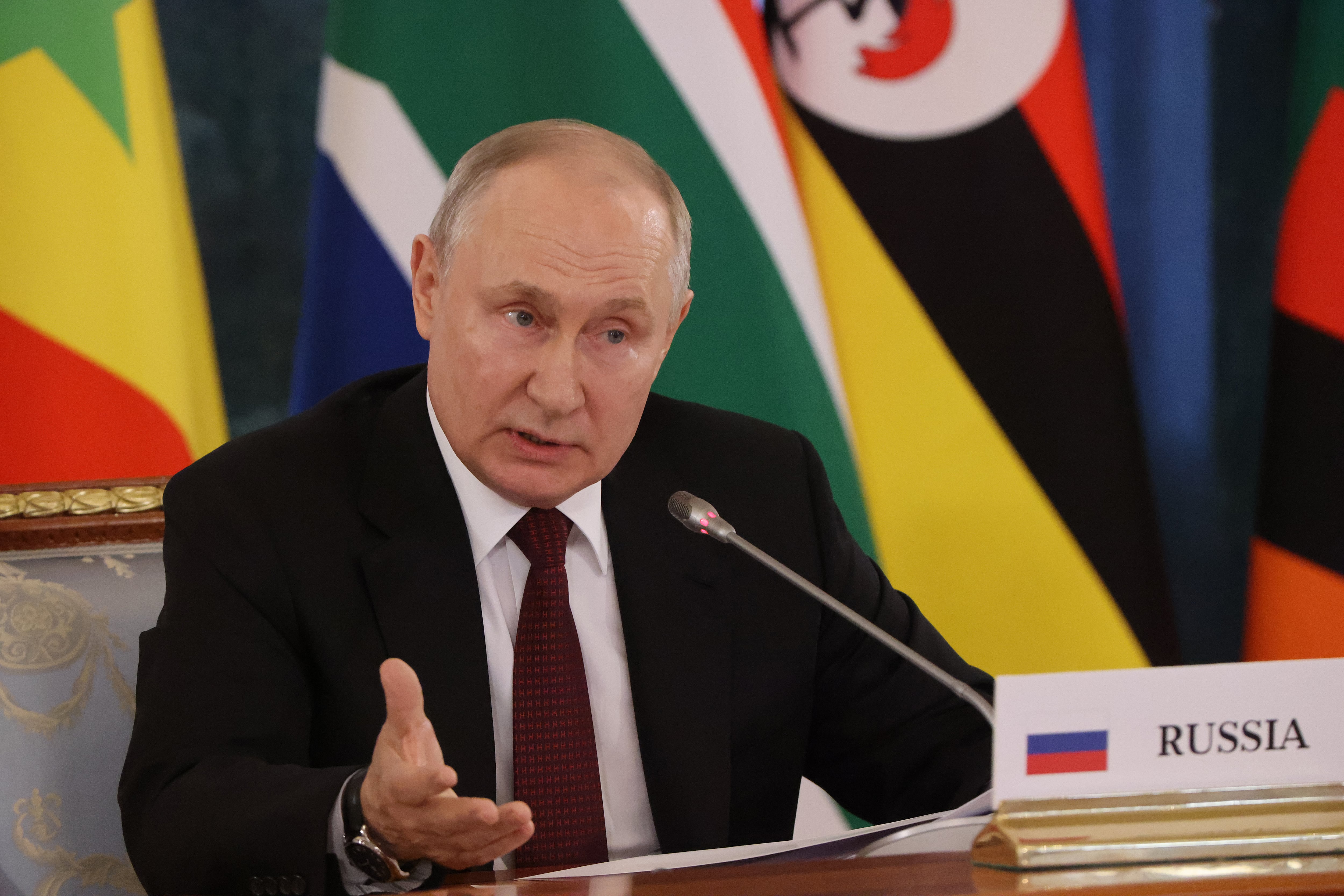 Una delegación de líderes africanos, incluido el presidente sudafricano Cyril Ramaphosa, el presidente senegalés Macky Sall y representantes de las Comoras, el Congo, Egipto, Uganda y Zambia, se reunió con el presidente Putin en San Petersburgo