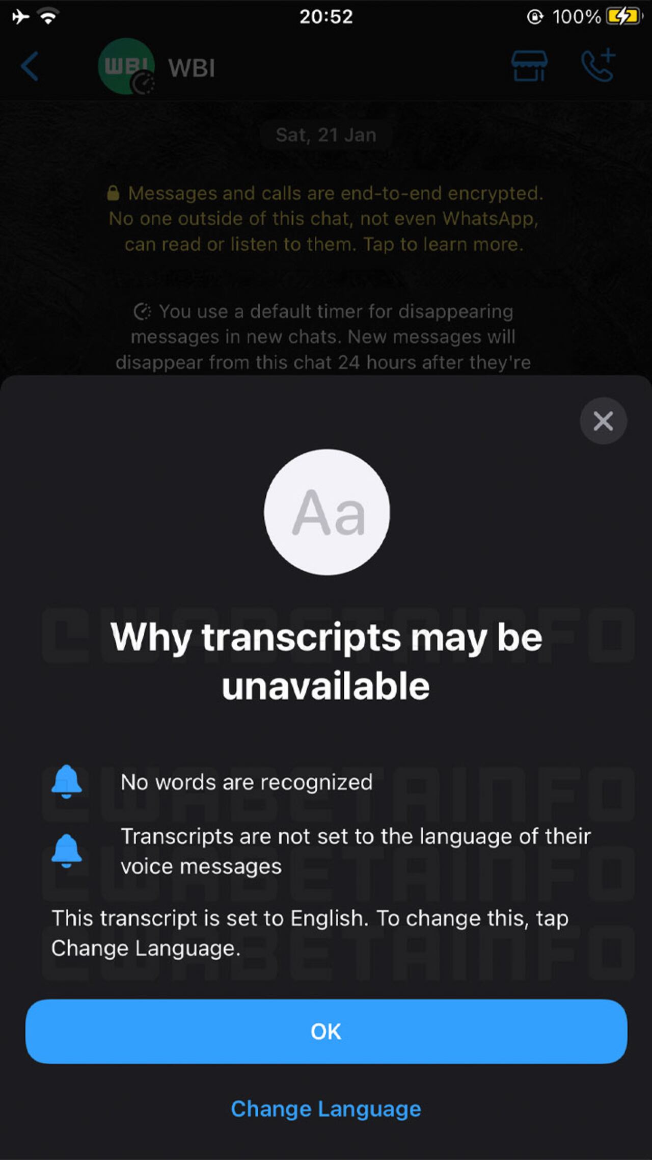 WhatsApp está trabajando en una función que permita transcribir audios.