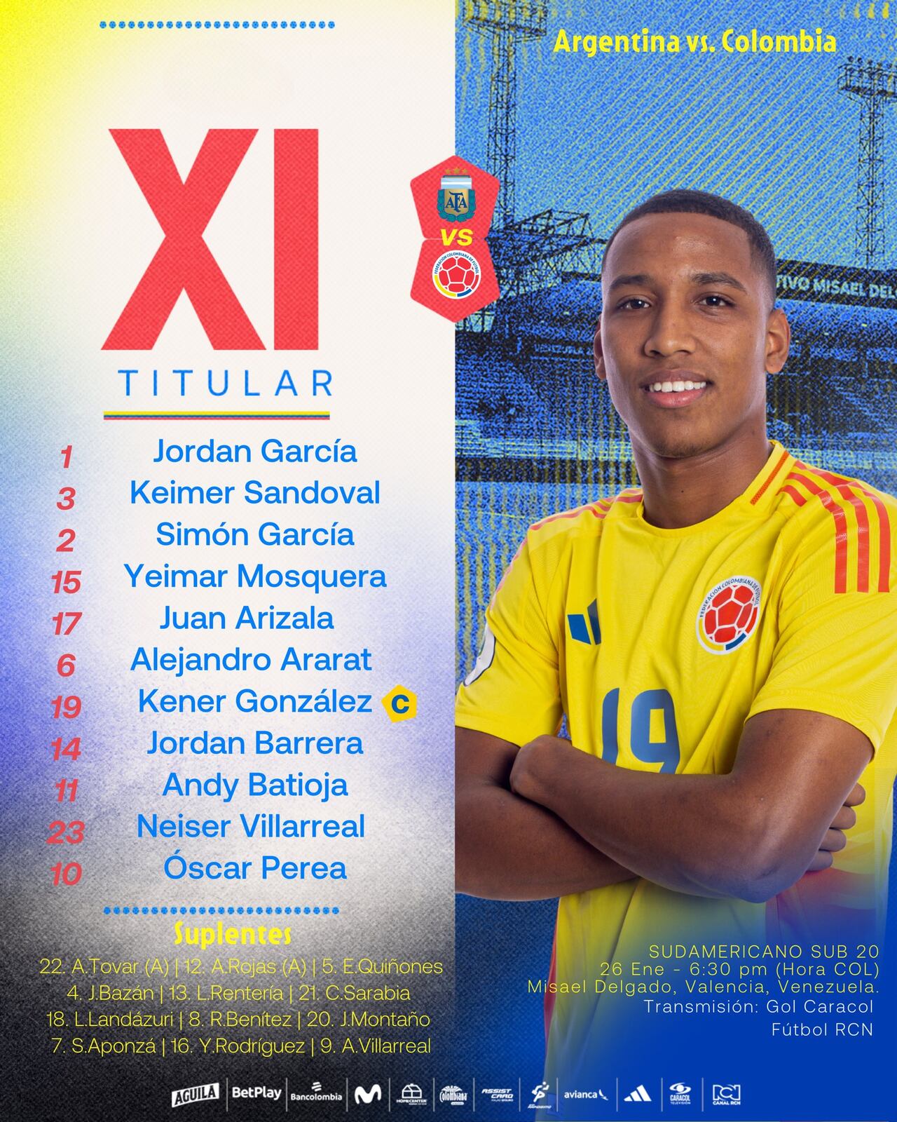 Esta es la formación inicial de la Selección Colombia.