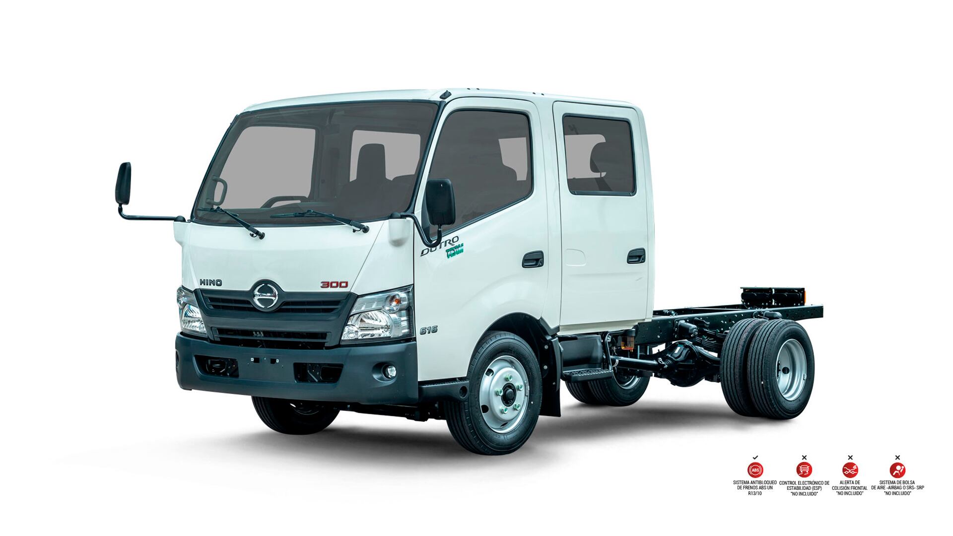 Modelo: Dutro Team / Torque: 43 kgm @ 1400 rpm / Capacidad de carga bruta: 2.980 kg/ Distancia entre ejes: 3.430 mm.