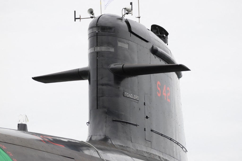 Submarino Tonelero en la base naval de Itaguaí, estado de Río de Janeiro.