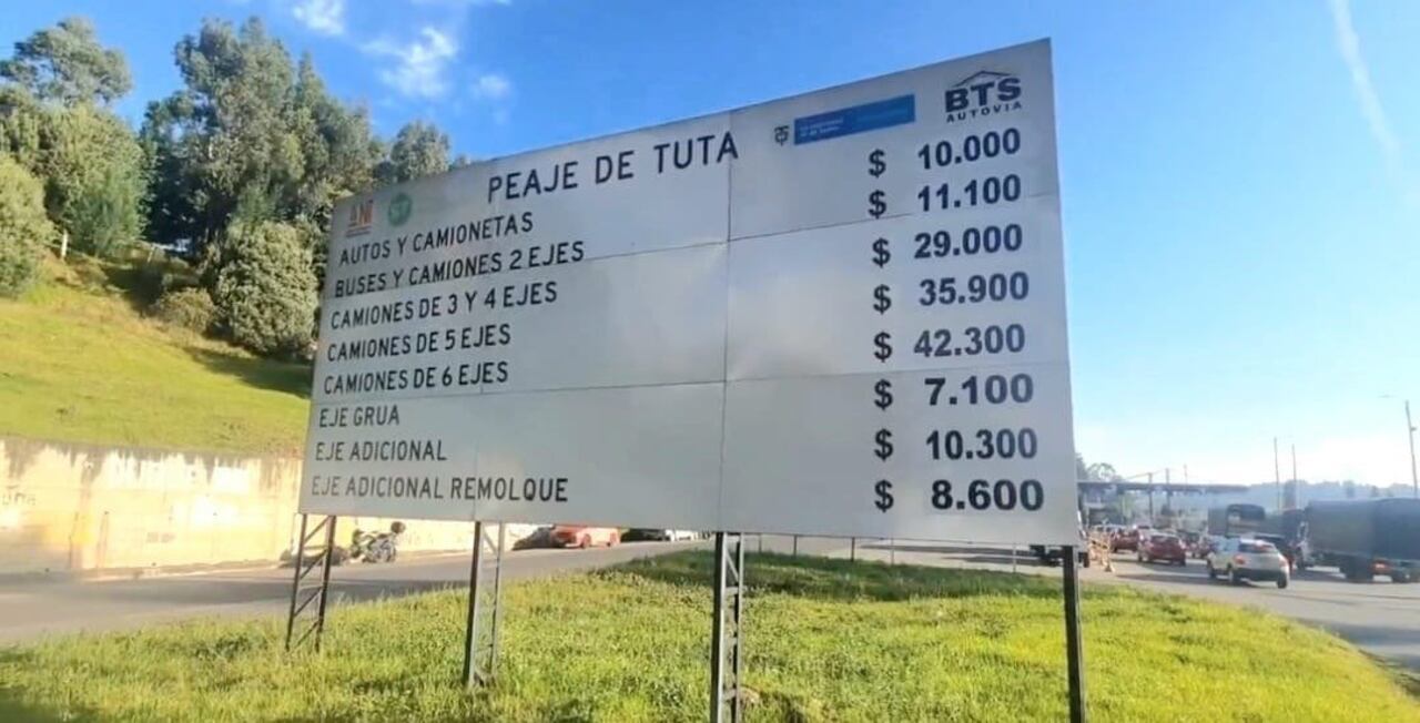 El peaje de Tuta subió 1.100 pesos