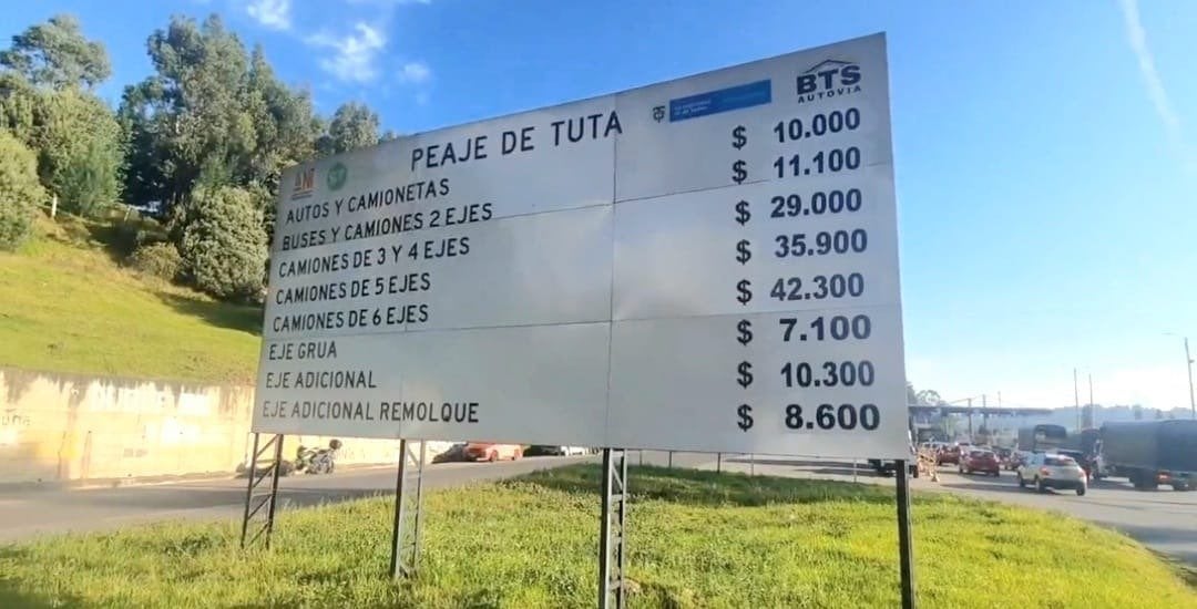 El peaje de Tuta subió 1.100 pesos