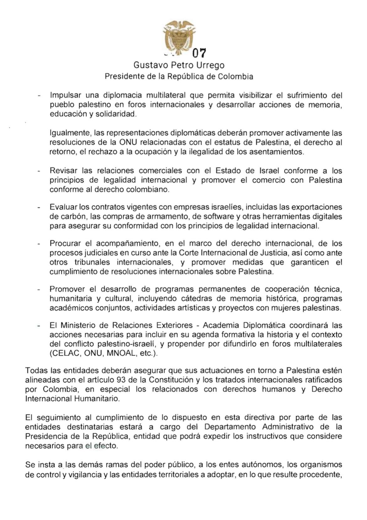 Directiva presidente Gustavo Petro