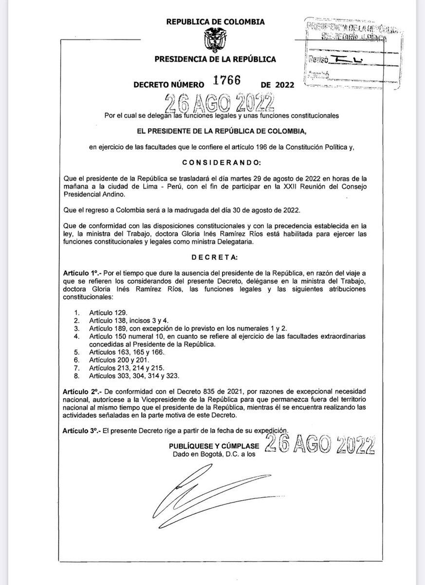 Decreto funciones presidenciales