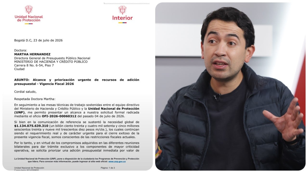 El representante a la Cámara por el Centro Democrático, Daniel Briceño, y el documento de la Unidad Nacional de Protección.