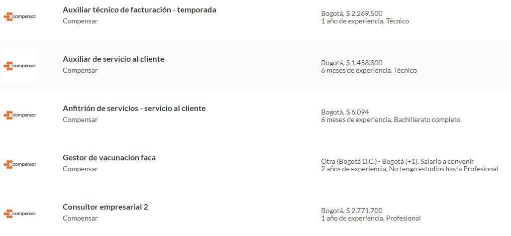Revise todas las vacantes disponibles en Compensar, ingresando en: https://www.semana.com/empleos/