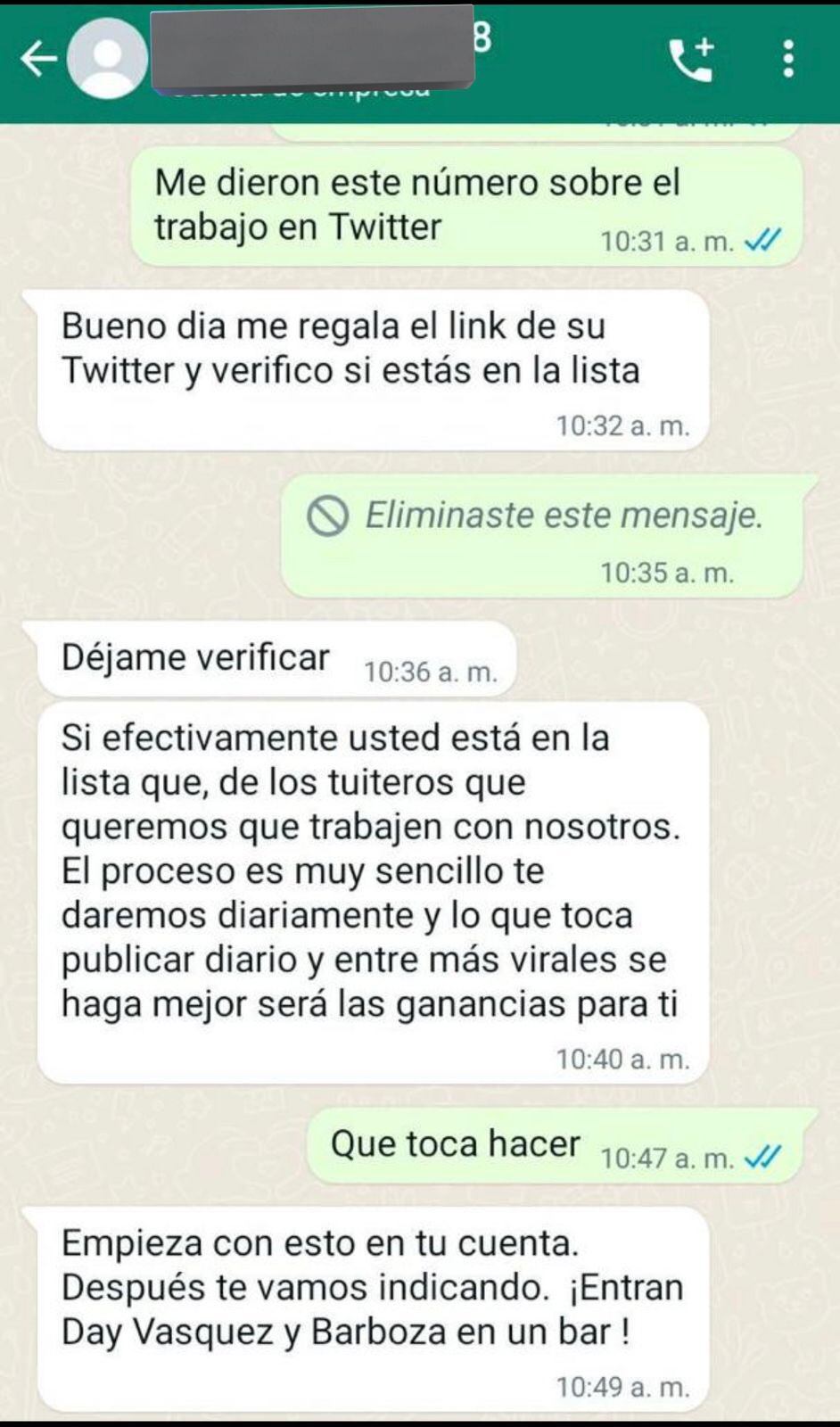 Day Vásquez, revela conversaciones sobre bodegas en su contra
