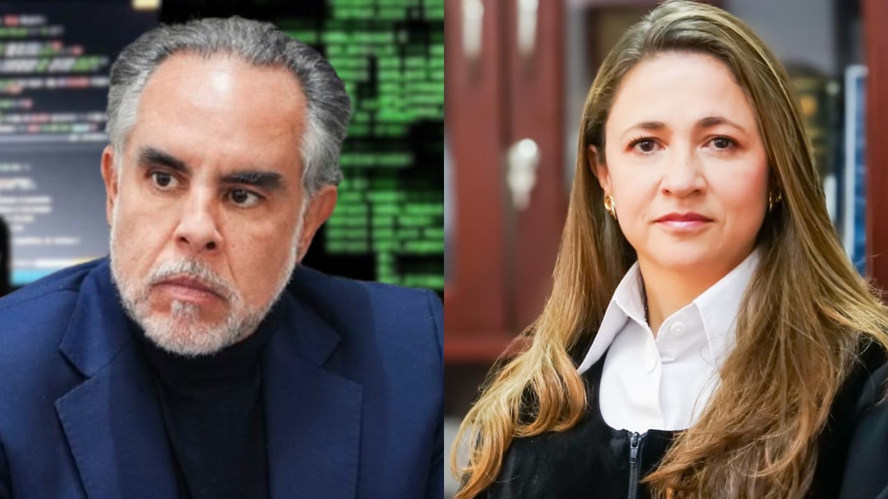 El ministro del Interior, Armando Benedetti, y la magistrada Cristina Lombana.