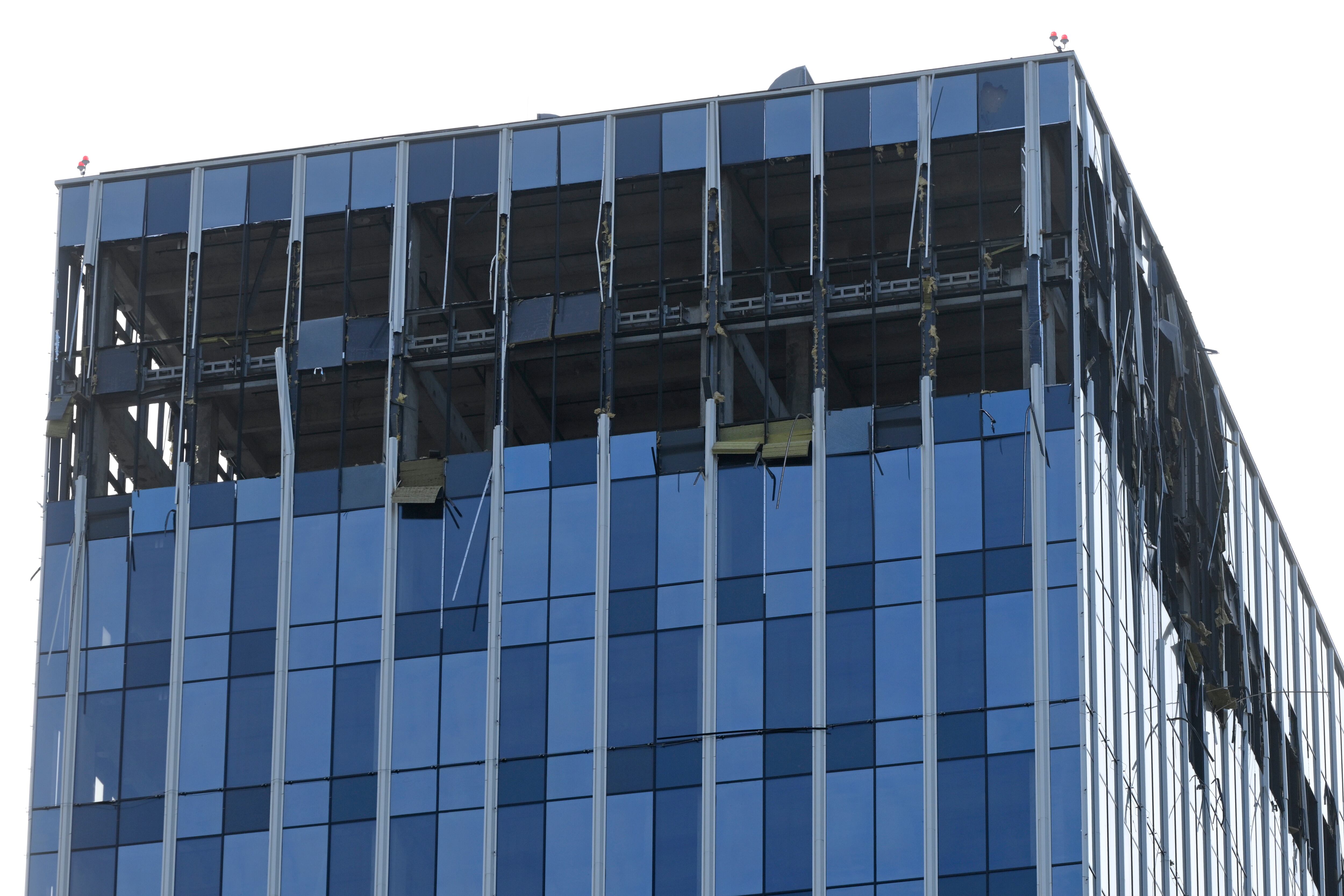 Un edificio resultó afectado por un ataque de drones hoy 24 de julio en Moscú