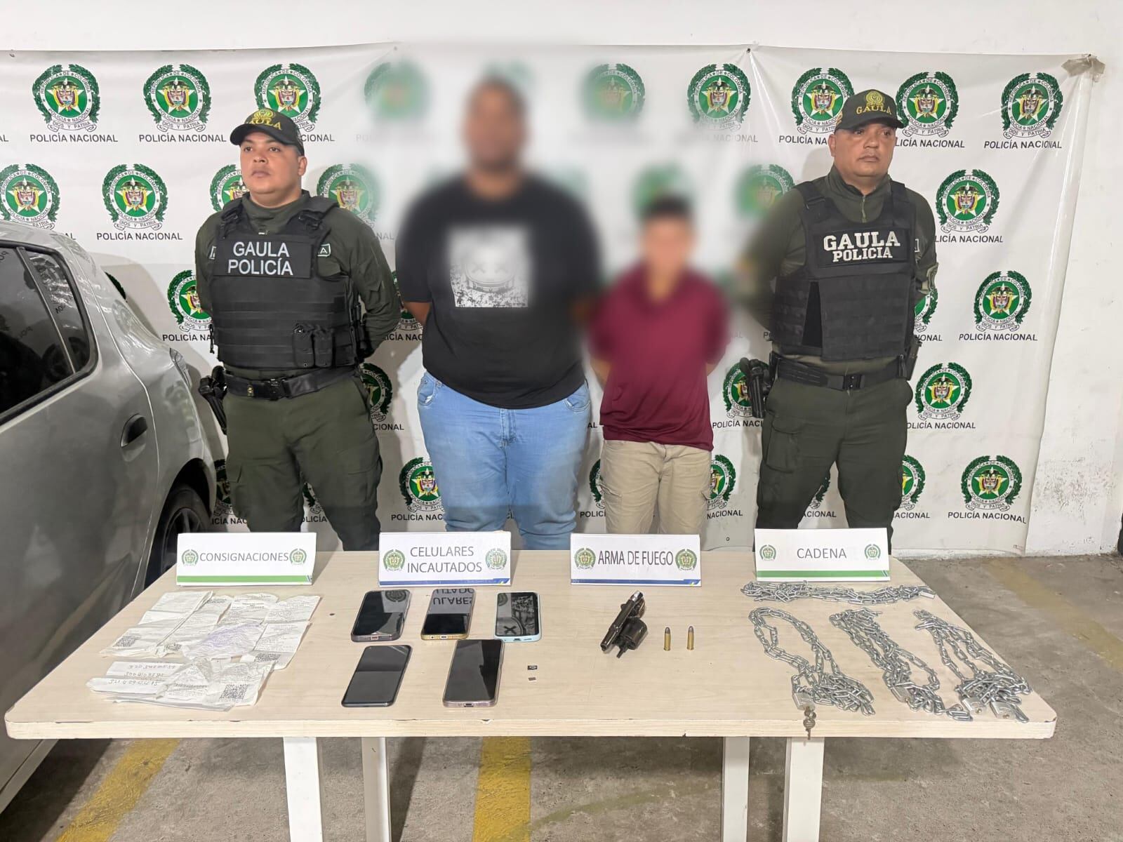 Secuestradores capturados por la Policía de Barranquilla.