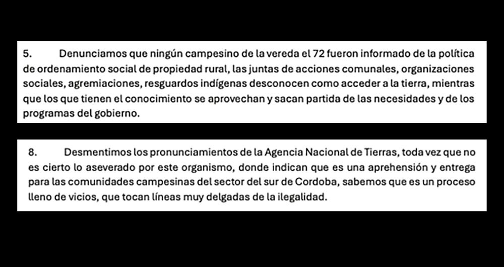 Los campesinos reclamaron.