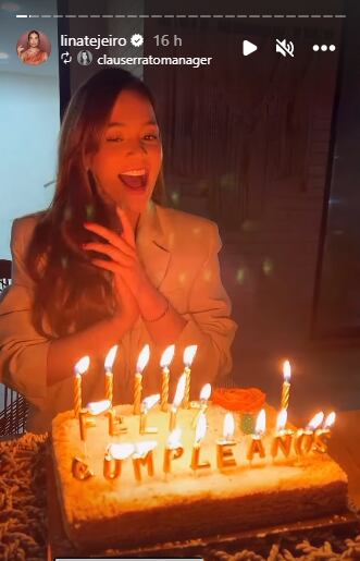 Lina Tejeiro celebrando su cumpleaños.