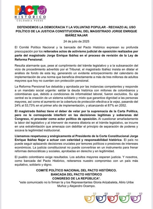 Comunicado Pacto Histórico