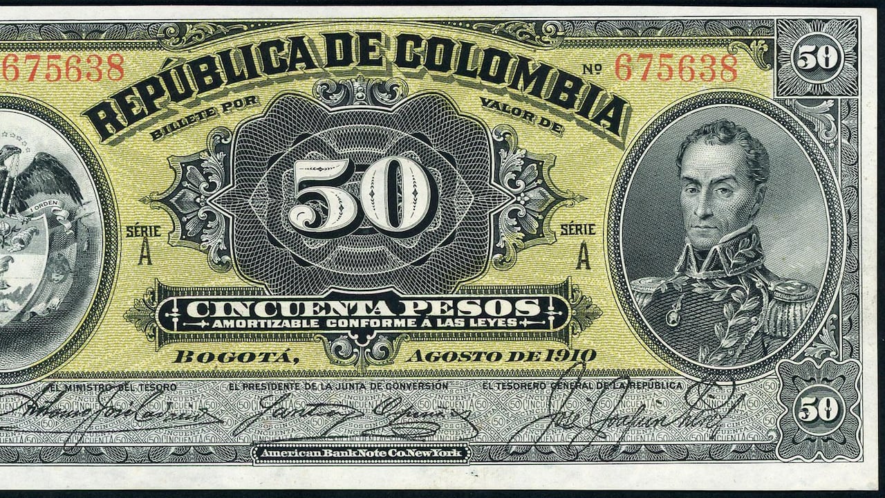 Billete de 50 pesos, República de Colombia.