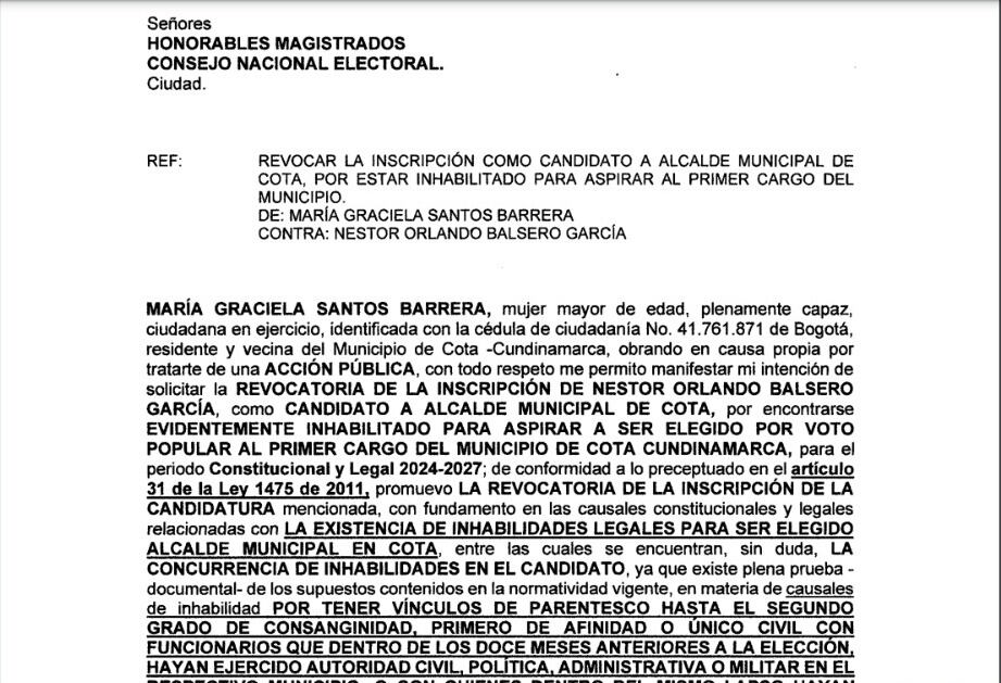 solicitudes de revocatoria de candidaturas electorales