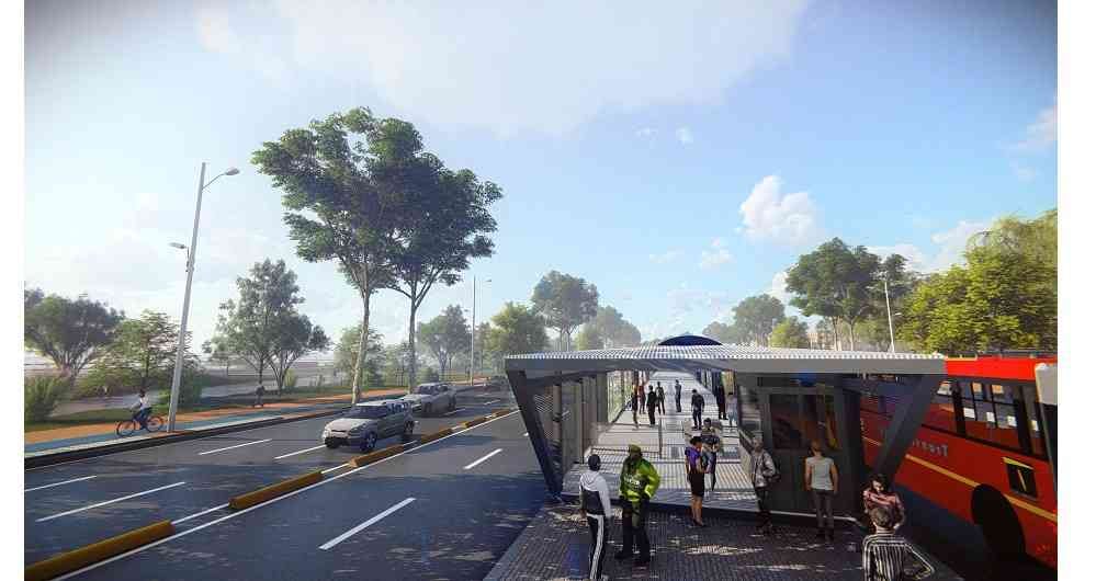 Render de troncal de TransMilenio Avenida Ciudad de Cali. 
