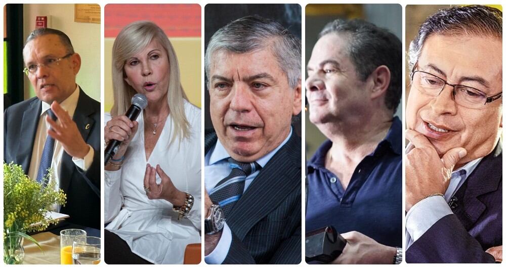 Efraín Cepeda, Dilian Francisca Toro, César Gaviria, Germán Vargas y Gustavo Petro.