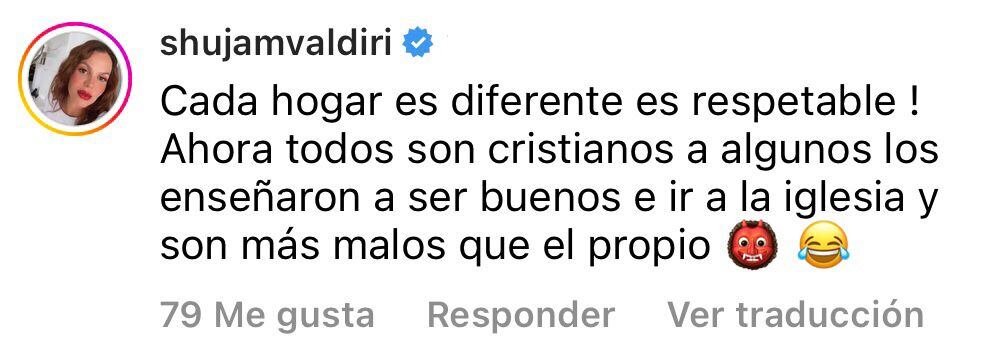 Shujam Valdiri responde a declaraciones de Margarita Rosa de Francisco sobre la Virgen.