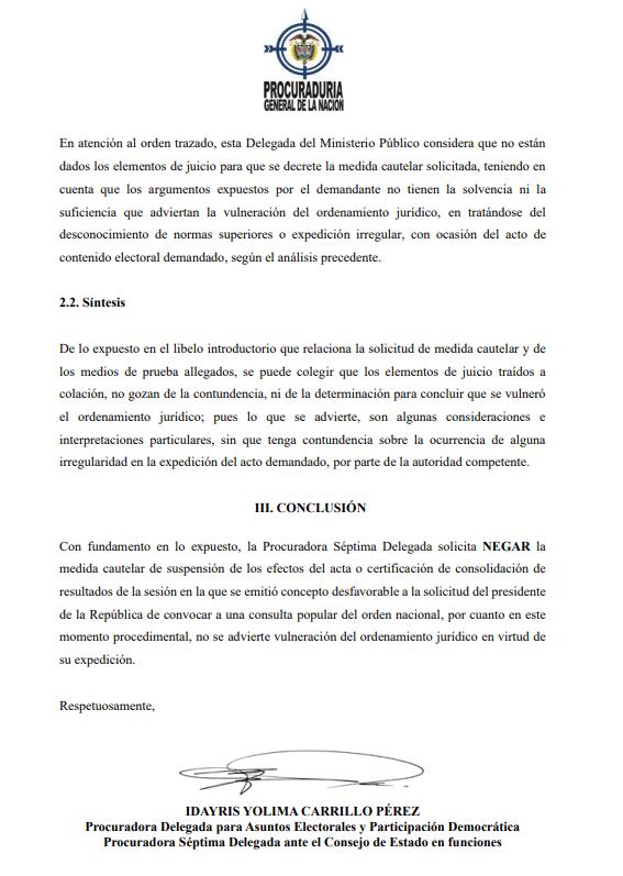 Procuraduría da otro golpe a intenciones del Gobierno Petro de revivir la votación de consulta popular en el Senado