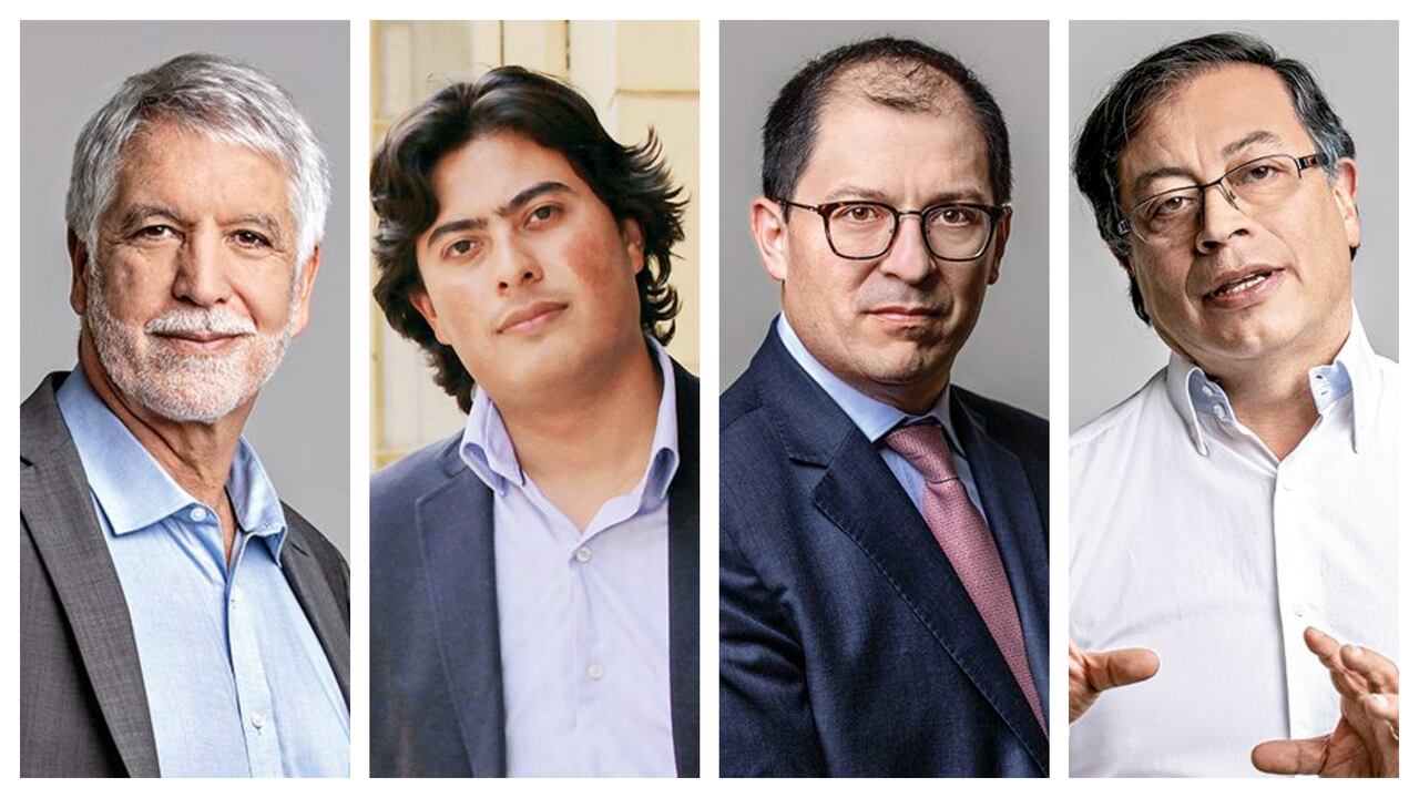 De izquierda a derecha: Enrique Peñalosa, Nicolás Petro, Francisco Barbosa y Gustavo Petro.