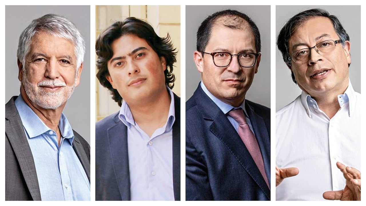 De izquierda a derecha: Enrique Peñalosa, Nicolás Petro, Francisco Barbosa y Gustavo Petro.
