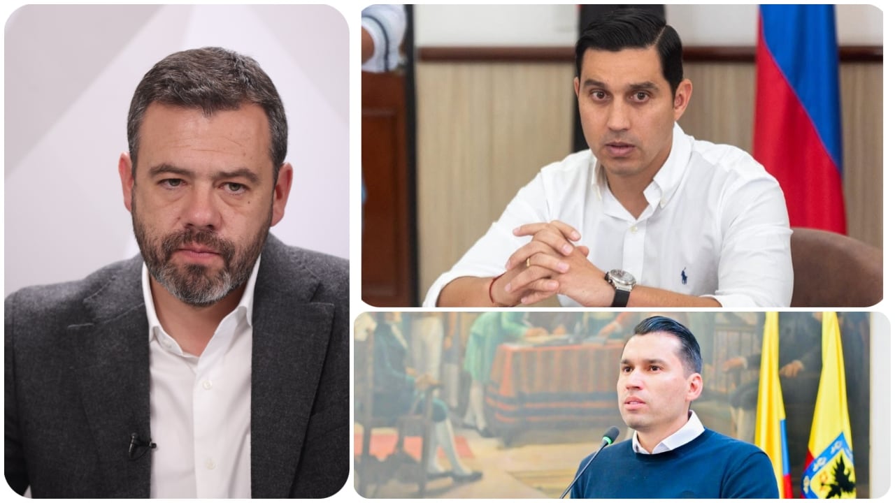 Carlos Fernando Galán (izquierda), Miguel Castellanos (derecha arriba) y Leandro Castellanos (derecha abajo).