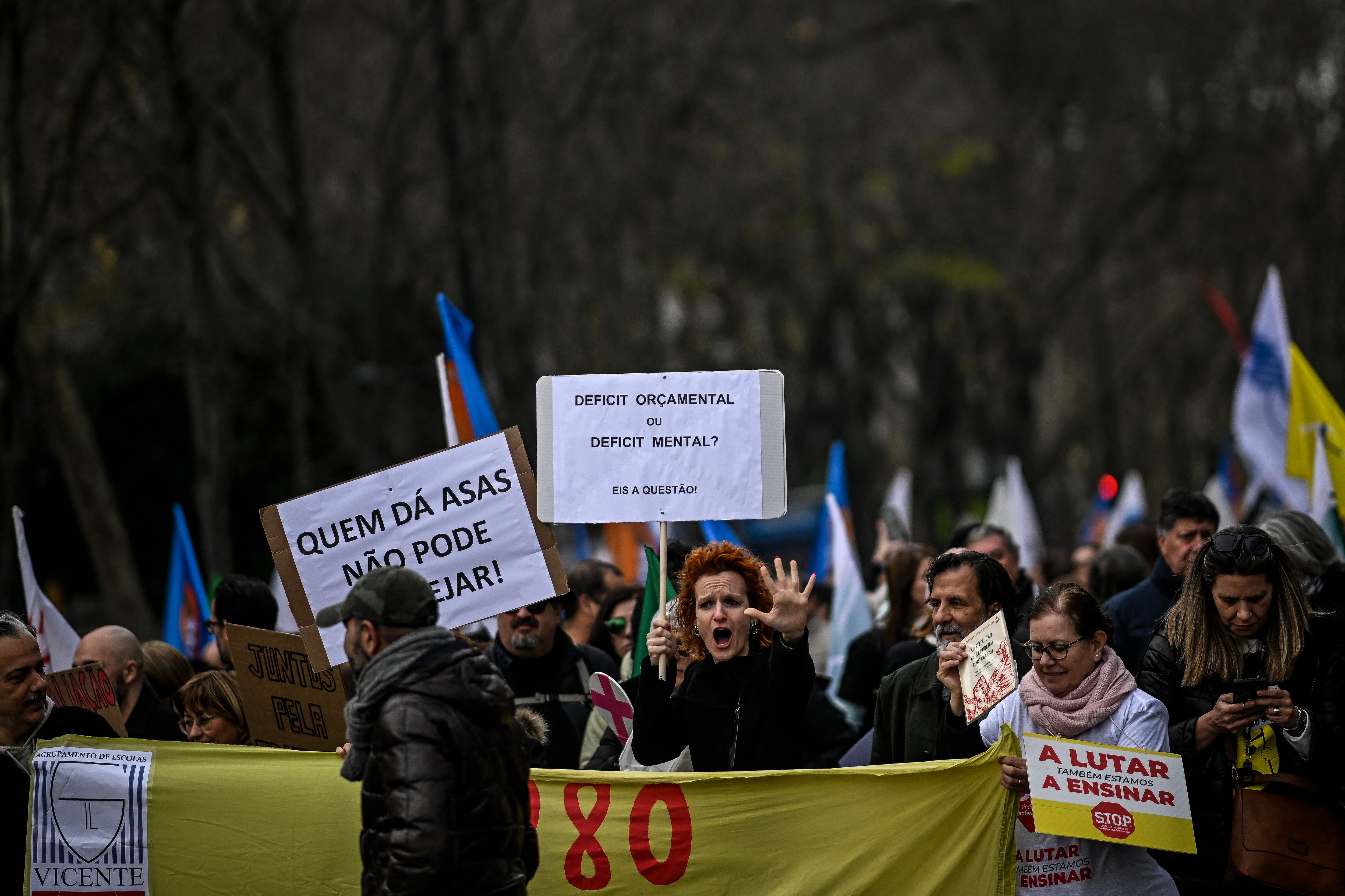 Las marchas en Lisboa piden mejores condiciones laborales para los profesores. Foto: AFP.